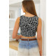 Leopar Desenli Crop Gri