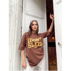 Baskılı Oversize T-shirt Kahve