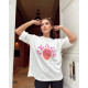 Peace Baskılı Oversize T-shirt Beyaz