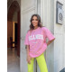 Wellness Oversize Baskılı T-shirt Pembe