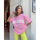 Wellness Oversize Baskılı T-shirt Pembe