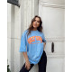 Cozy Vibes Baskı Oversize T-shirt Mavi