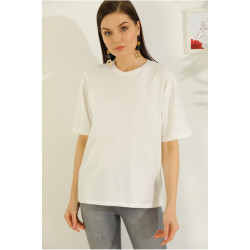 Oversize Viskon T-shirt  Beyaz