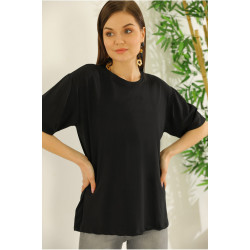 Oversize Viskon T-shirt  Siyah