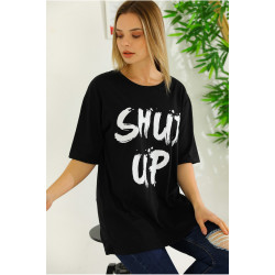 Baskılı Oversize T-shirt  Siyah