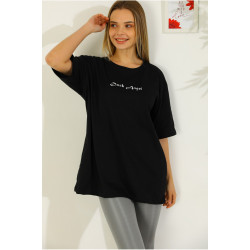 Baskılı Oversize T-shirt Siyah