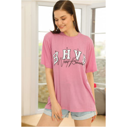 Baskılı T-shirt Pembe