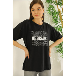 Baskılı T-shirt Siyah