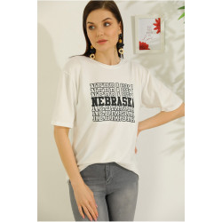 Baskılı T-shirt Beyaz